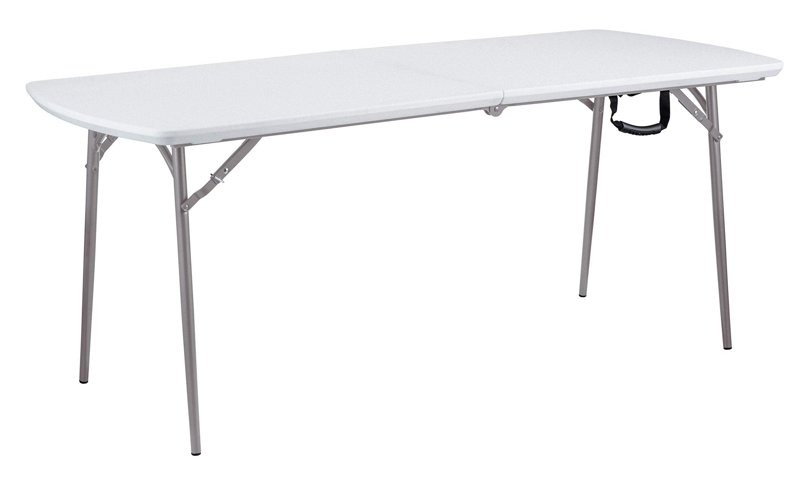 National Public Seating 30" X 72" Plastic Folding Table - Fold In Half, Heavy-Duty, Portable, Indoor/Outdoor Table For Office, Camping, Events & Parties – Scratch & Heat Resistant, Speckled Gray