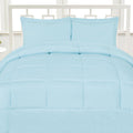 Aurora Bedding Luxurious Down Alternative Soft Solid Color Comforter Box Stitch Brushed Microfiber Bedding-Queen, Light Blue