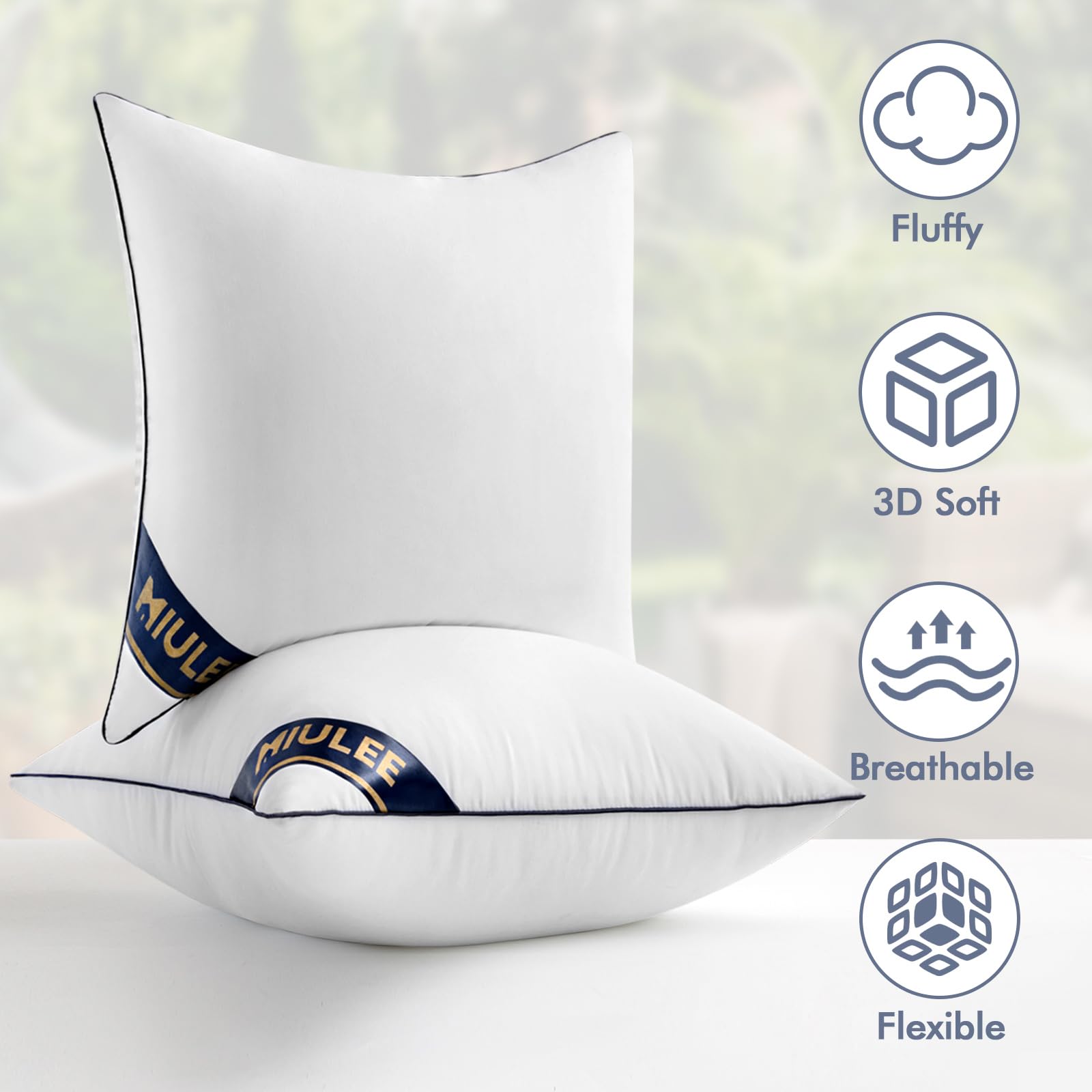 Miulee 17X17 Pillow Inserts Set Of 2 Throw Pillows 17 Inch Premium Down Alternative Pillow Inserts Decorative Pillow Stuffer For Sofa, Couch (17X17 Inch, Set Of 2)