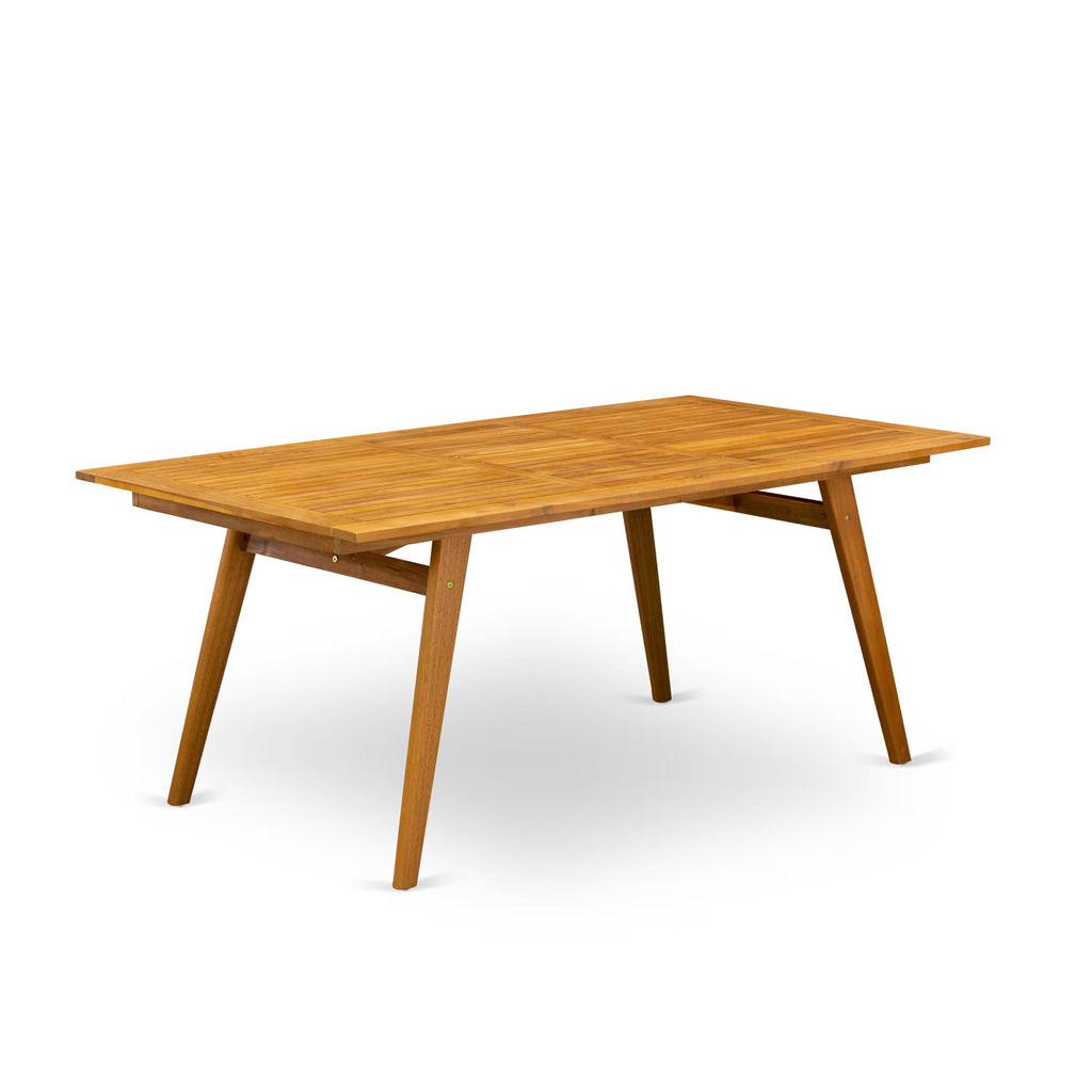 East West Furniture Decm7Cwna 7 Piece Patio Garden Table Set Consist Of A Rectangle Outdoor Acacia Wood Dining Table And 6 Folding Side Chairs, 40X72 Inch, Natural Oil