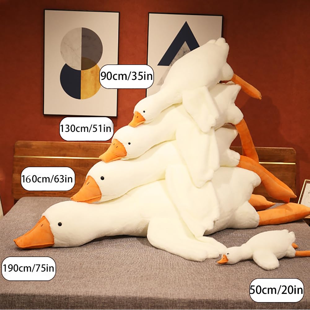 Srutirbo Giant White Goose Plush - 20 Soft Furry Swan Stuffed Animal Pillow, Perfect Hugging Gift for All Ages