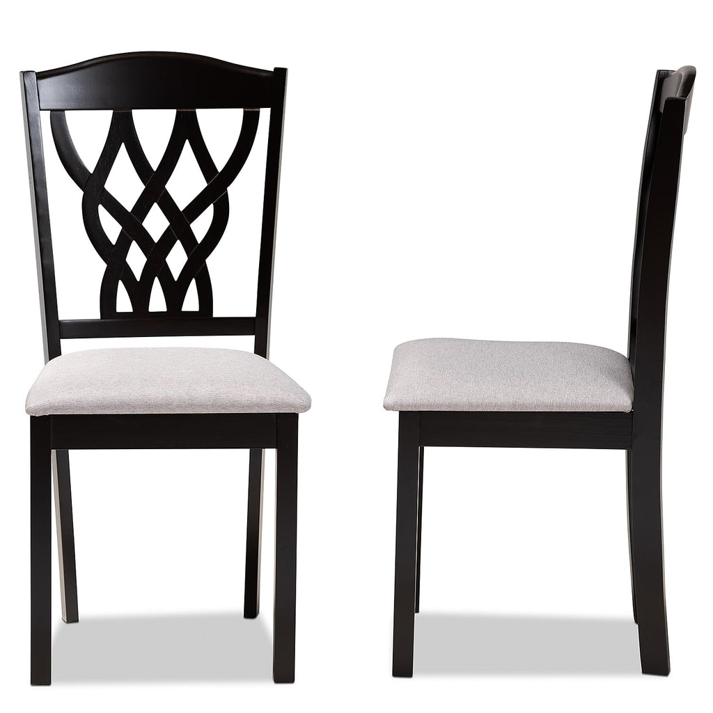 Baxton Studio Delilah Modern Fabric Dining Chair, Grey and Dark Brown, 2/Set (171-2PC-10952HT)