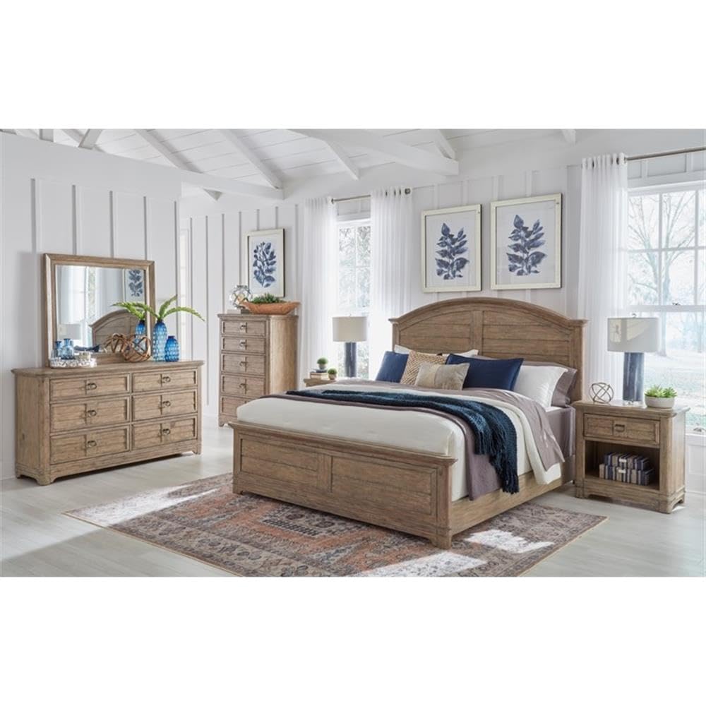 Meadowbrook Beige Antique Sand Wood One Drawer Farmhouse Nightstand