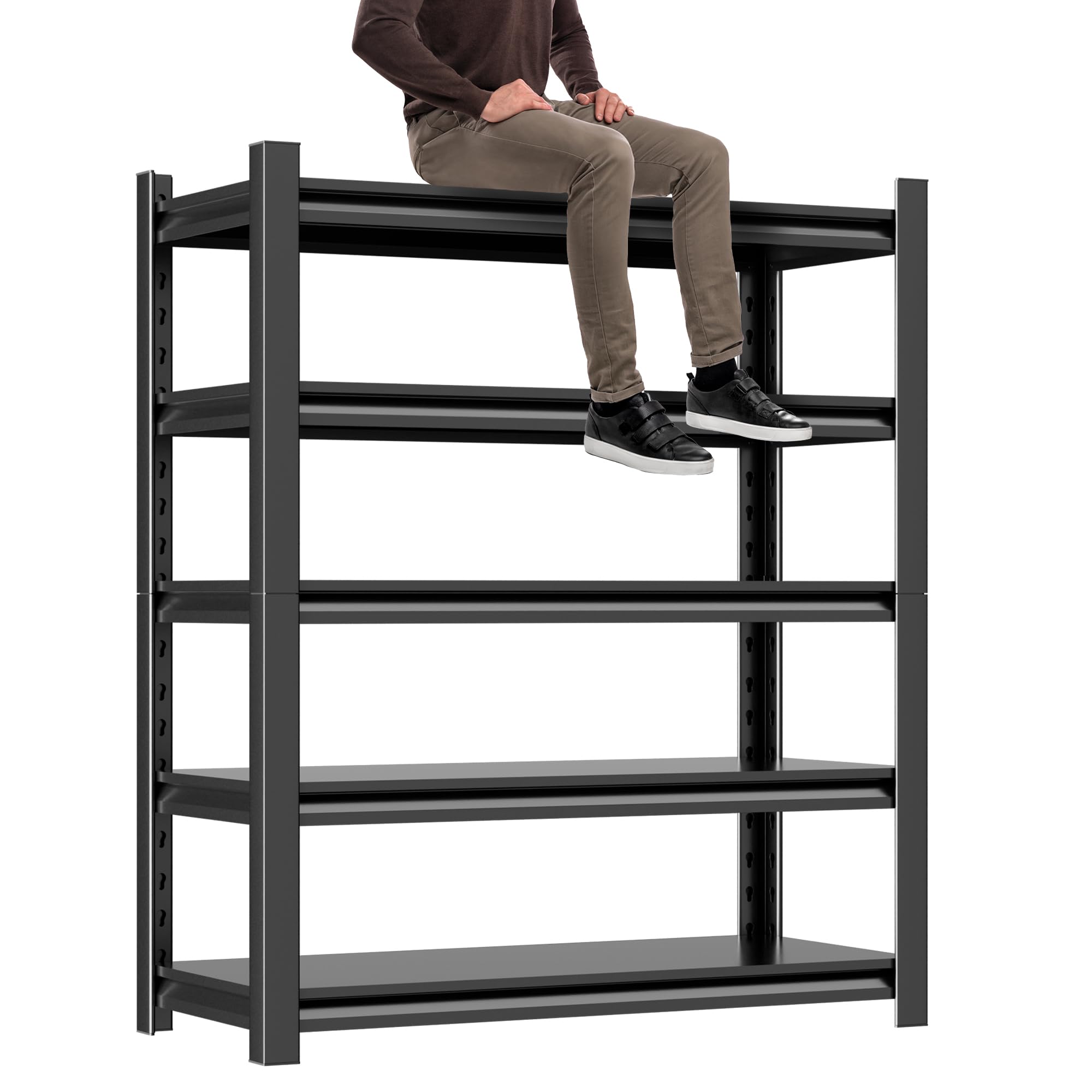 Metal Garage Shelving Unit,78H Heavy Duty 5-Tier Adjustable Storage Rack,18D x 48W x 78H Steel Shelving,3000 lbs Industrial Shel