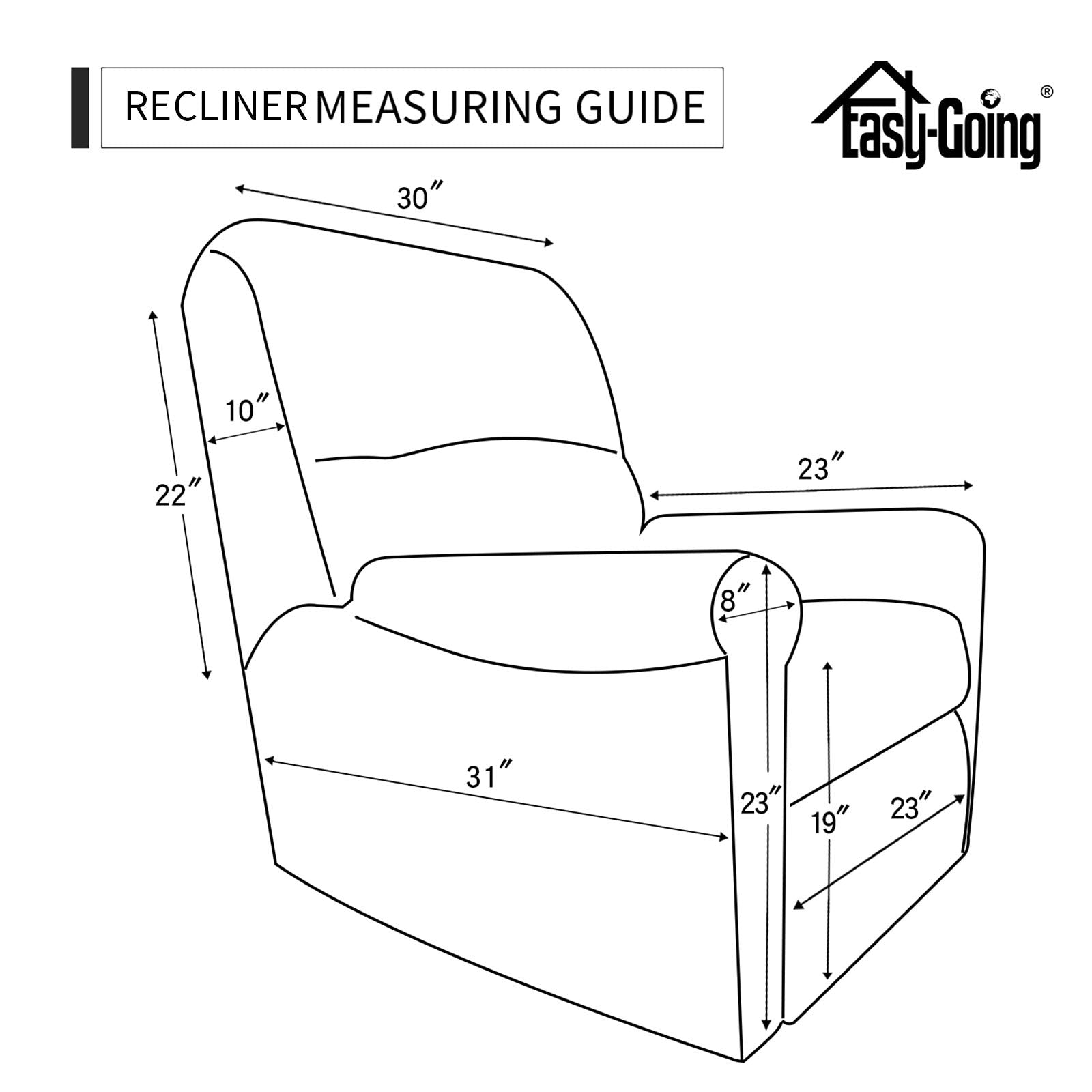 Easy-Going 4 Pieces Microfiber Stretch Recliner Slipcover - Spandex Soft Fitted Sofa Couch Cover, Washable Furniture Protector With Elastic Bottom For Kids, Pet(Recliner, Gray)