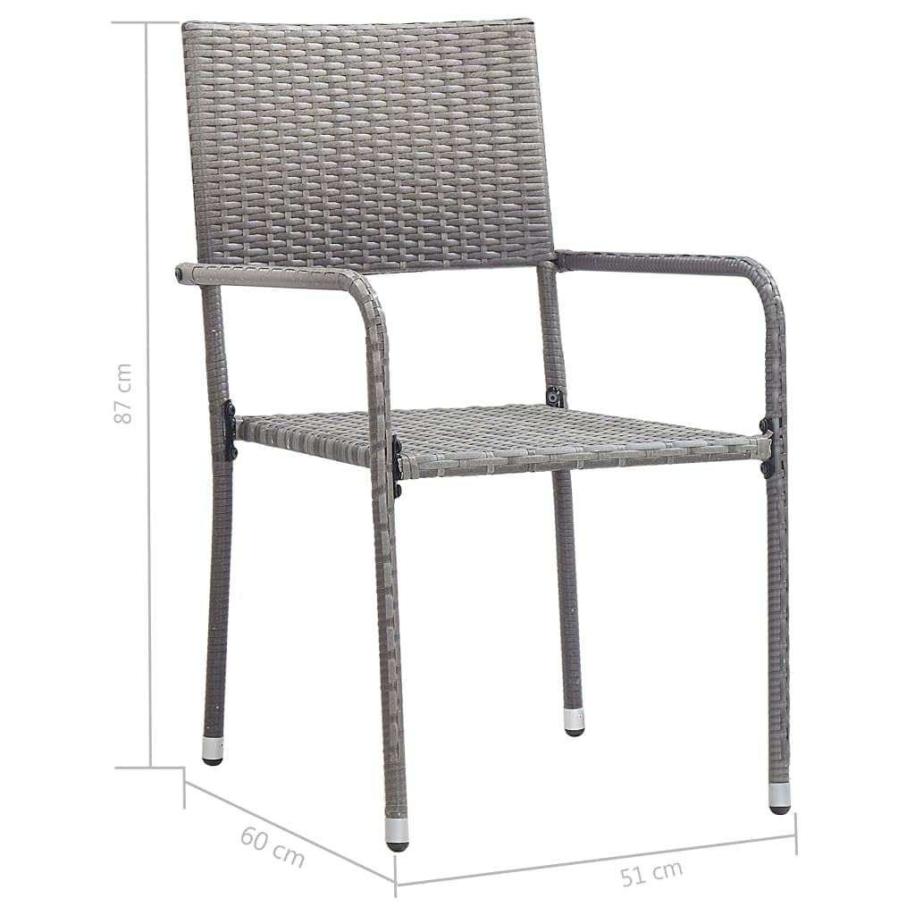 vidaXL Patio Dining Set 5 Piece Outdoor Garden Terrace Yard Patio Table and Chair Seating Seat Dining Set Furniture Poly Rattan Gray