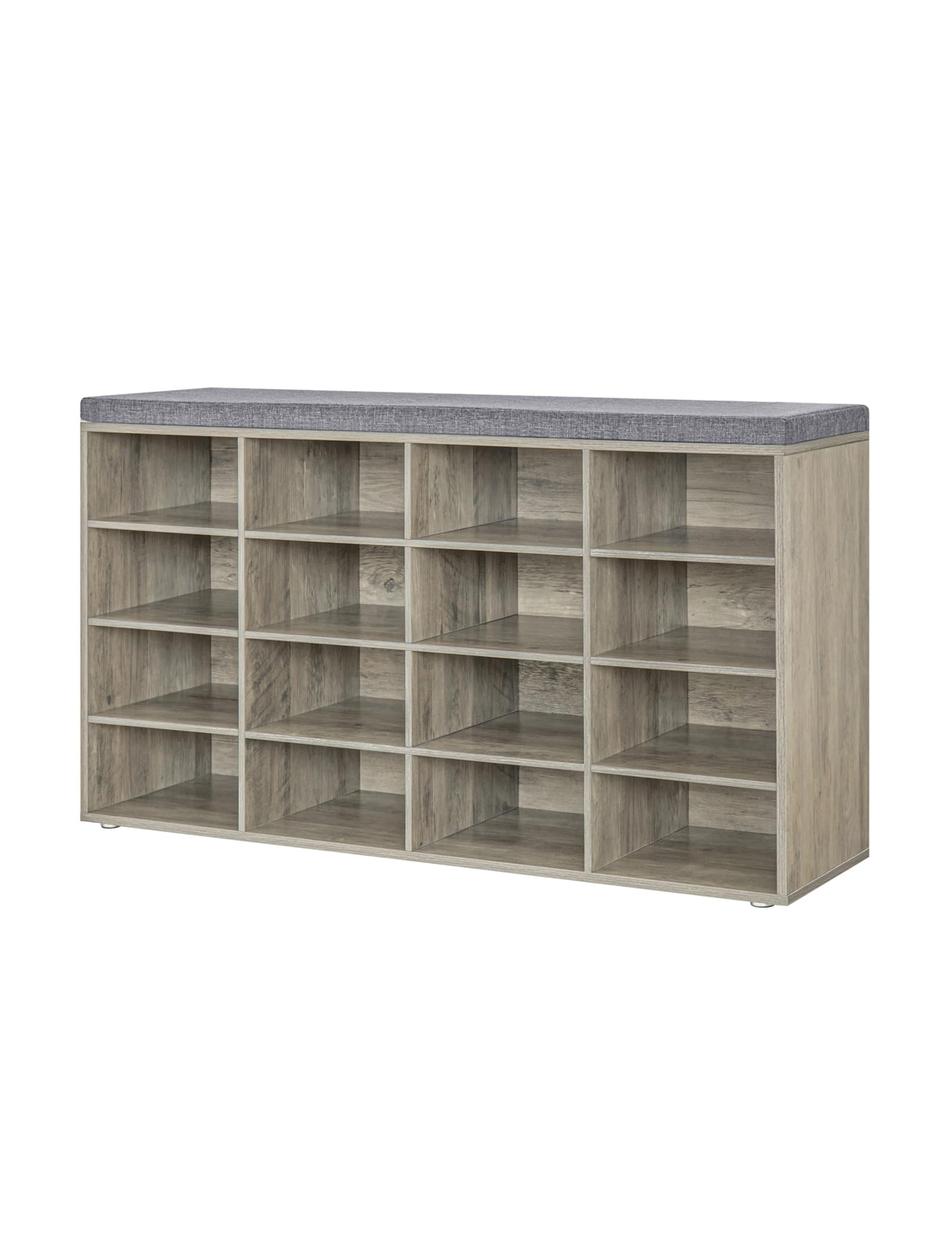 Dinzi Lvj Shoe Storage Bench With Cushion, 16-Cubby Shoe Rack, Adjustable Shelves, Multifunctional Shoe Organizer Bench For Entryway, Mudroom, Hallway, Living Room, Bedroom And Garage, Rustic Brown