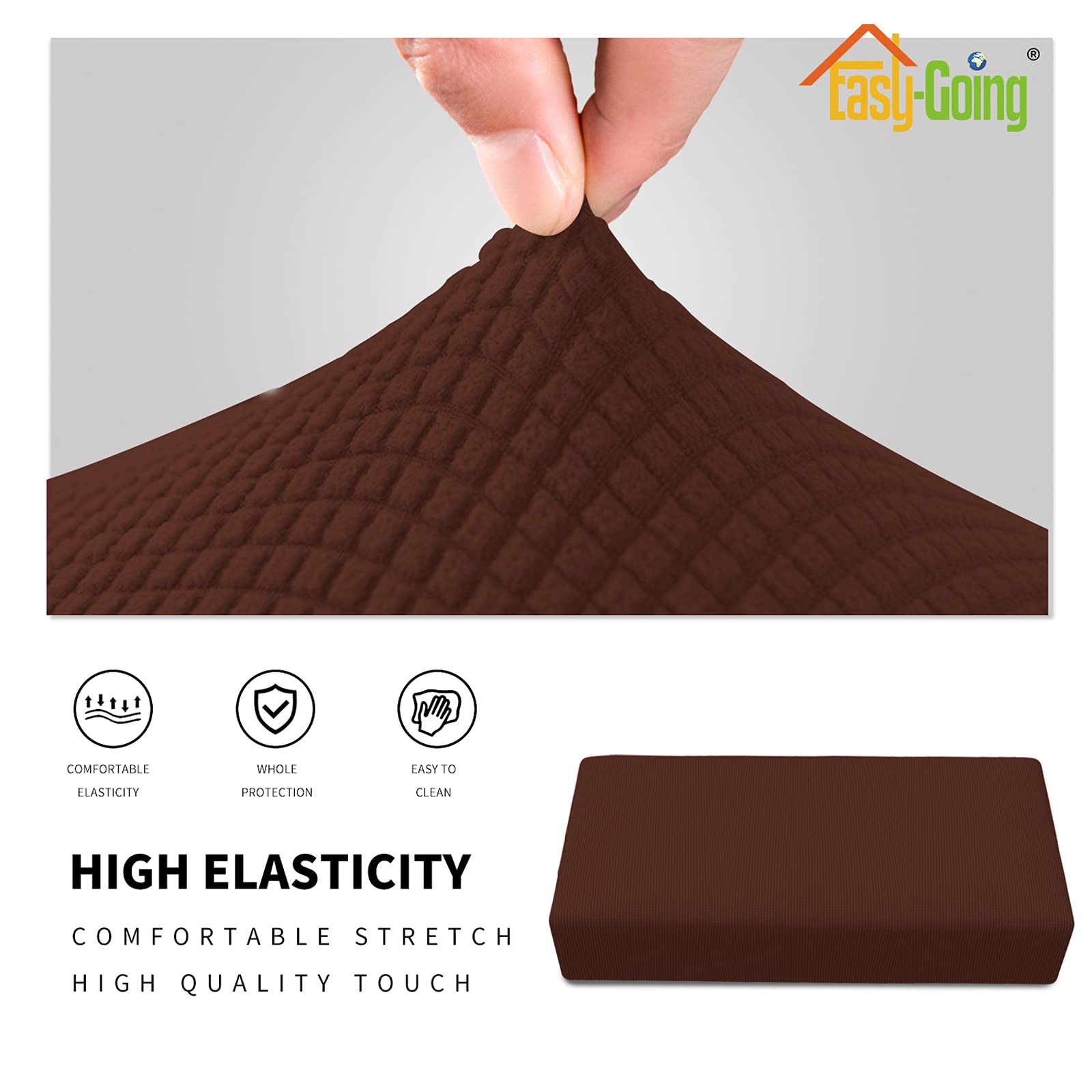 Easy-Going Stretch Ottoman Cover Folding Storage Stool Furniture Protector Soft Rectangle Slipcover With Elastic Bottom (Ottoman Xx-Large, Coffee)