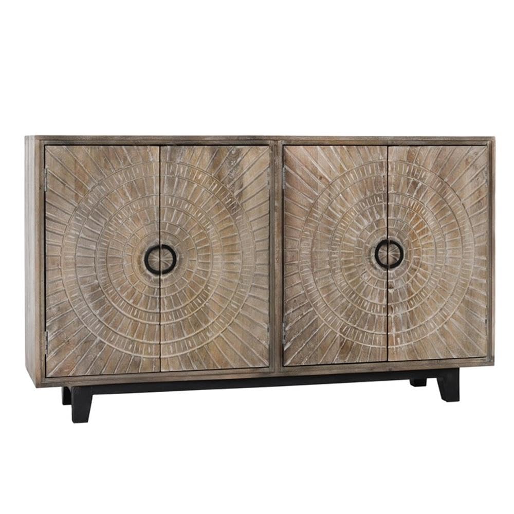 Kosas Home Viva 4-Drawer Transitional Solid Mango Wood Sideboard In Gray