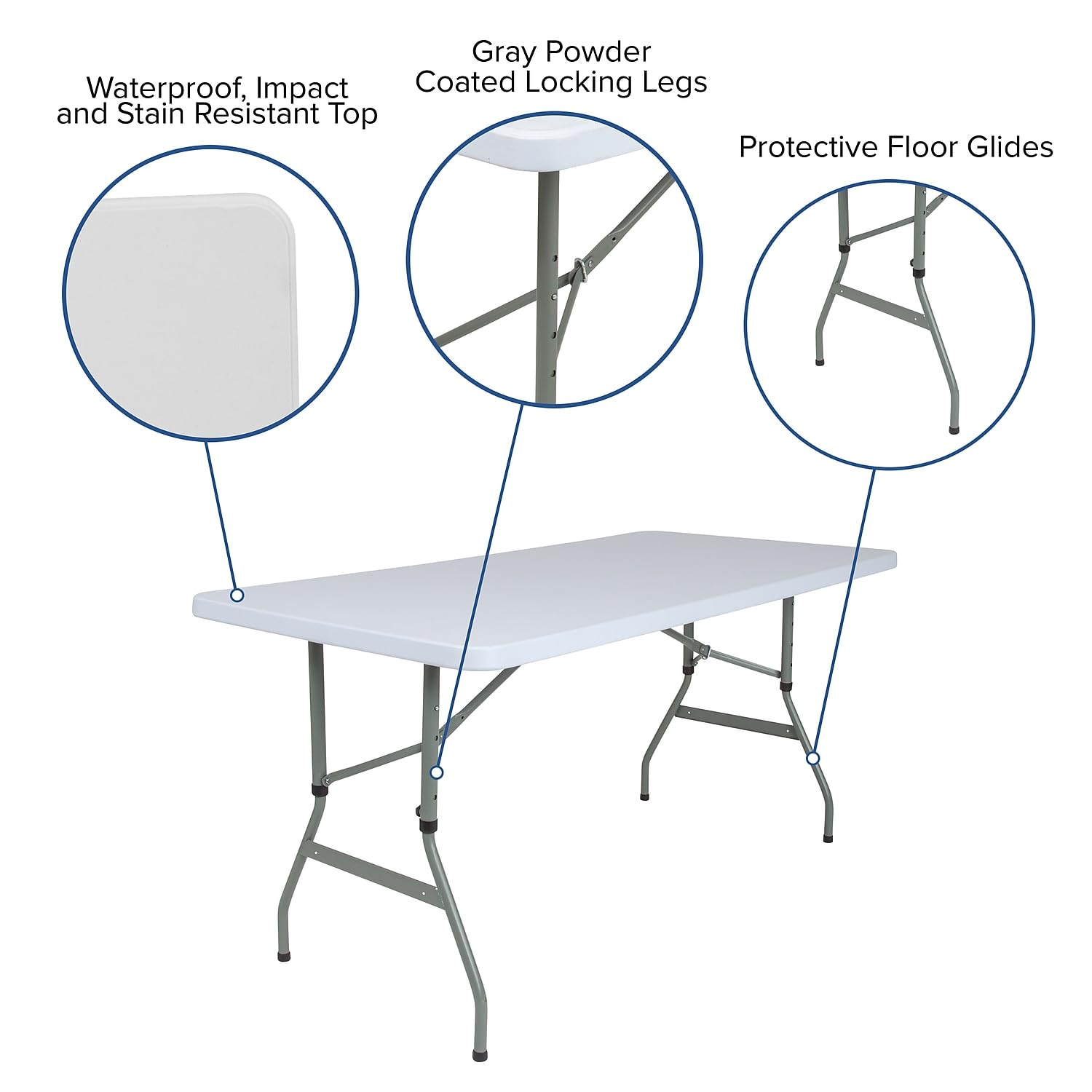Flash Furniture Kathryn 4.93-Foot Height Adjustable Granite White Plastic Folding Table