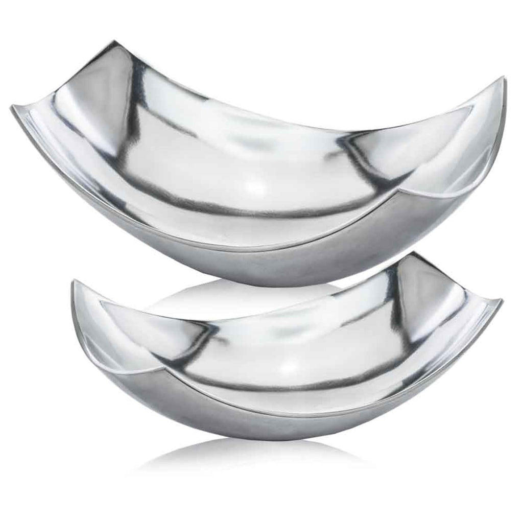 HomeRoots Decor 9.75' x 17' x 5.5' Buffed, Silver, Large Scoop Bowl