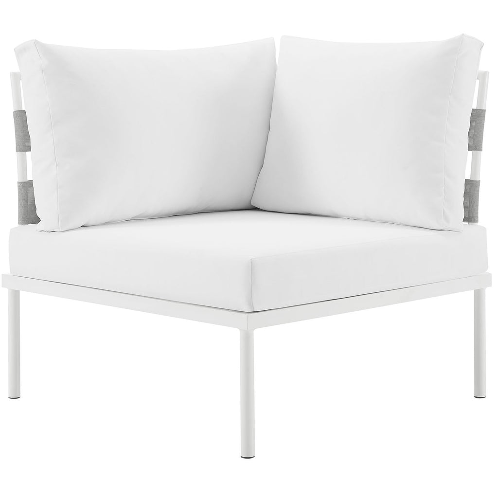 Modway Harmony Outdoor Patio Aluminum, Corner Sofa, White Beige