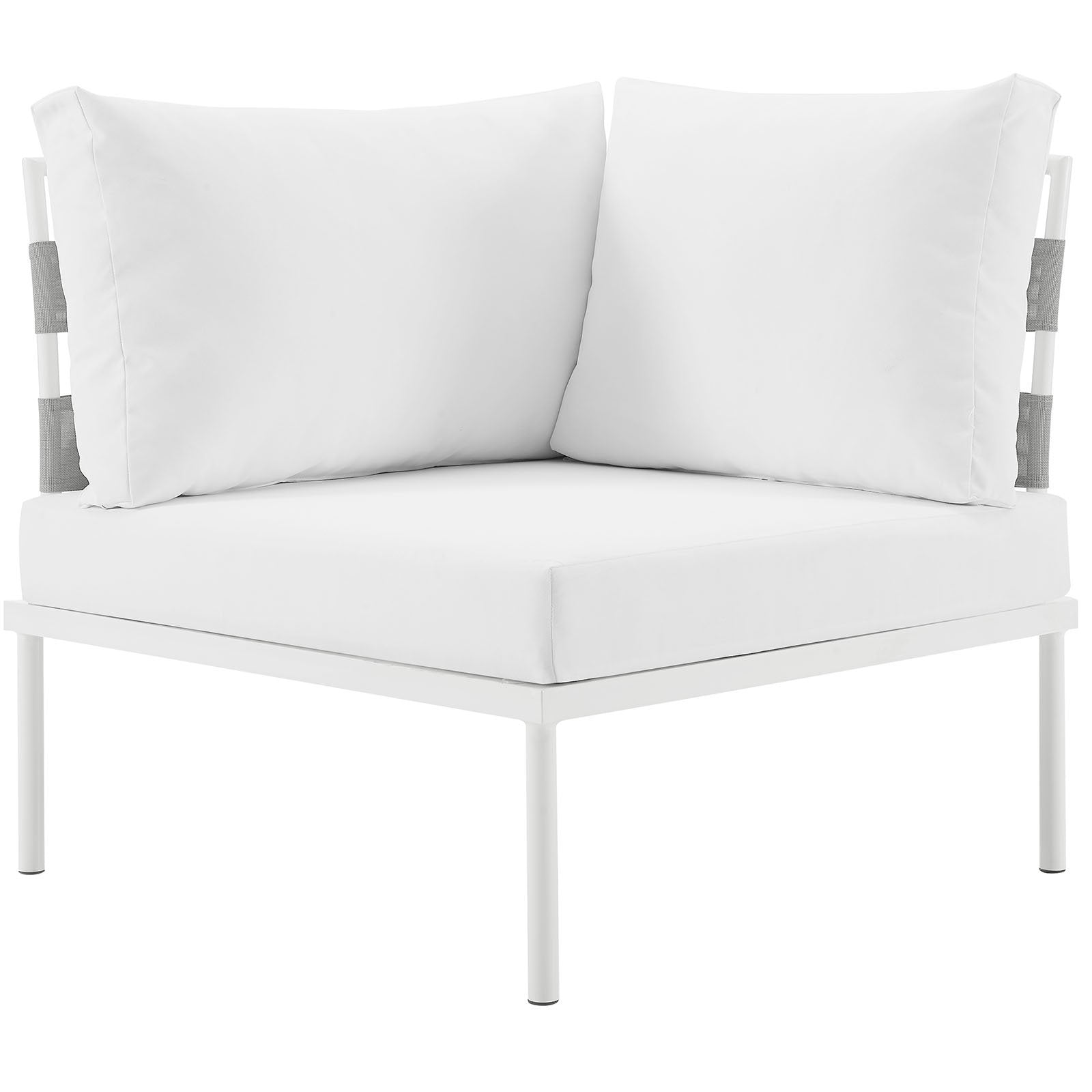 Modway Harmony Outdoor Patio Aluminum, Corner Sofa, White Beige