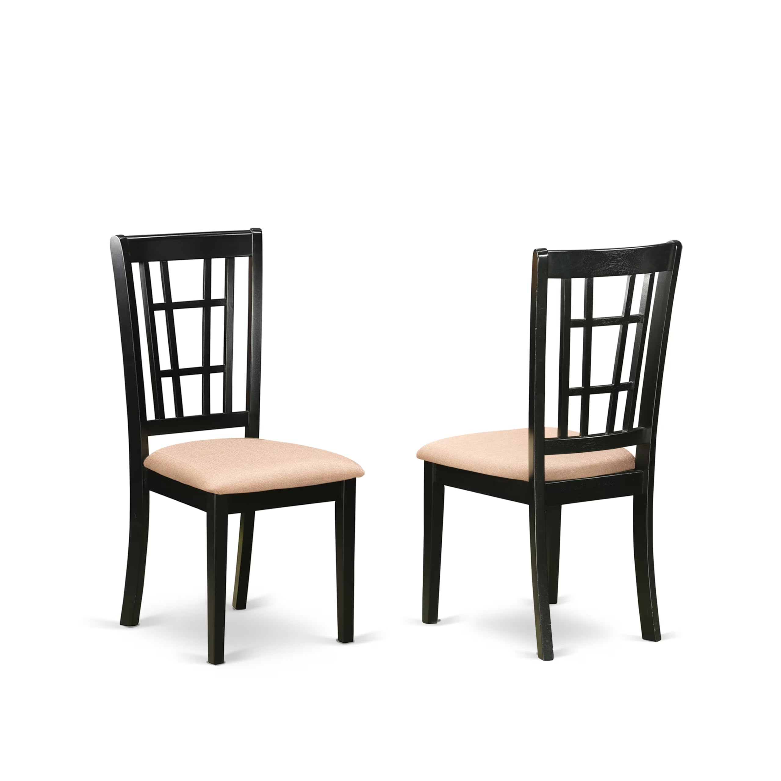 East West Furniture AMNI5-BCH-C 5 Piece Dining Set Includes a Round Kitchen Table with Pedestal and 4 Linen Fabric Upholstered Dining Chairs, 36x36 Inch, Black & Cherry