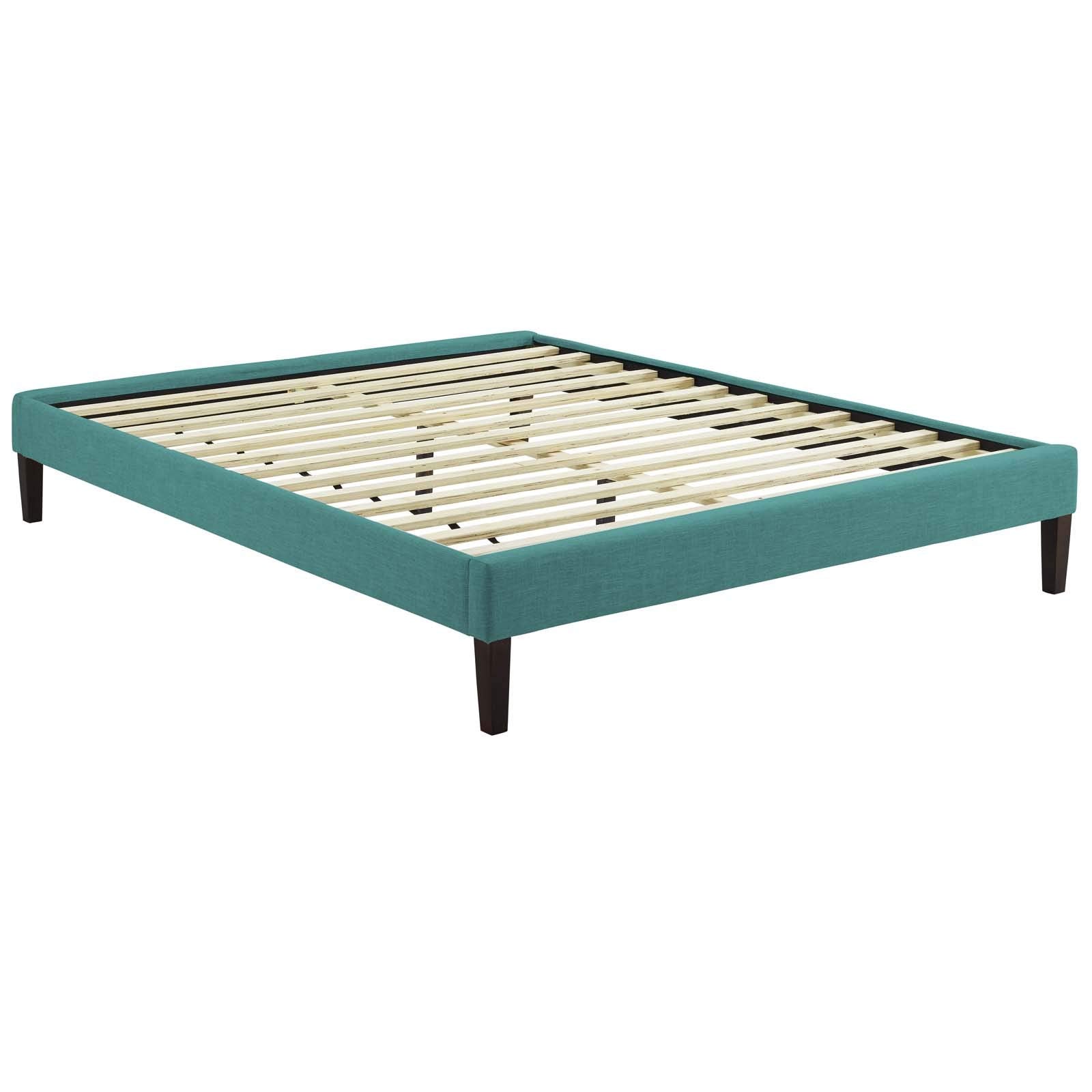 Modway Tessie Upholstered Queen Platform Bed Frame With Wood Slat Support In Teal