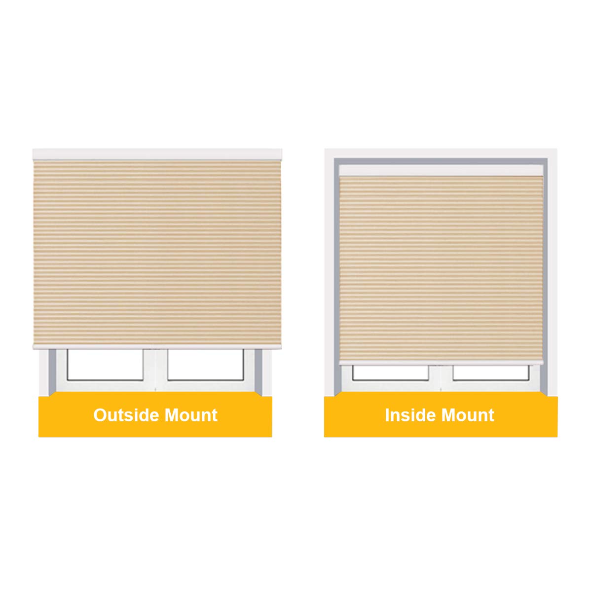 Cellular Blinds Cordless Shades For Windows Single Cell Shade - Provide Privacy And Filters Light - 39 X 64 Inch, Ivory Beige(Li