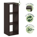 Furinno Cubicle Open Back Decorative Cube Storage Organizer, 3-Cube, Dark Oak