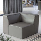 Modway Mingle Vegan Leather Sectional Sofa Corner Chair in Gray