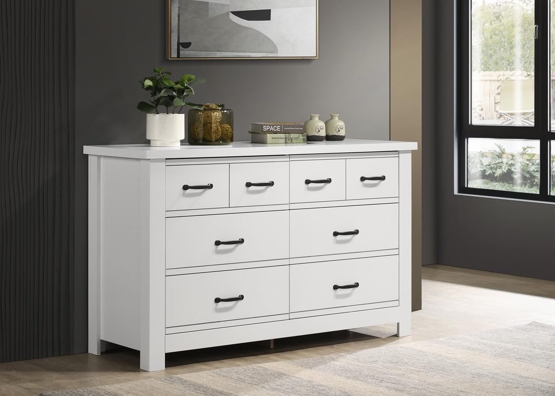 LILOLA LIVING Cassini 6-Drawer Dresser White Paper Laminate 51-inch