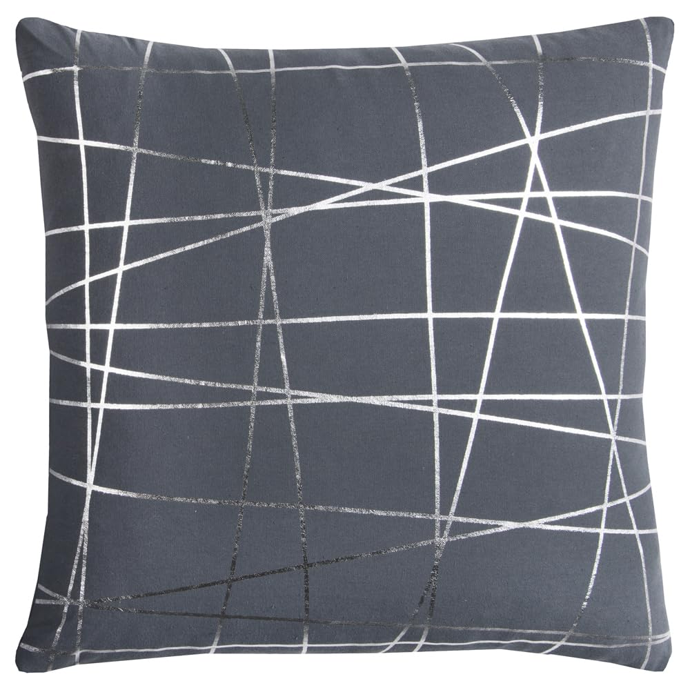 Rachel Kate 20" x 20" Poly Filled Pillow with Cotton Cover-Gray/Metallic Silver