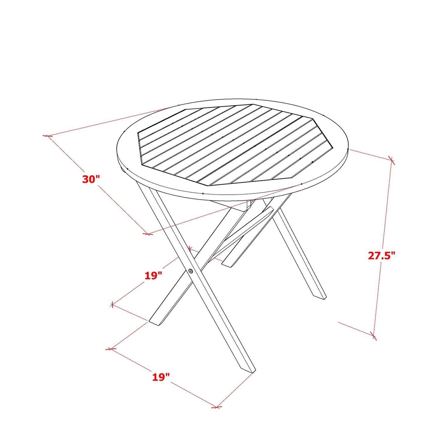 East West Furniture MNCN3C5NA Marion 3 Piece Outdoor Conversation Bistro Set Contains a Round Acacia Wood Coffee Table and 2 Folding Adjustable Arm Chairs, 30x30 Inch, Natural Oil