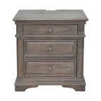 Steve Silver Furniture Highland Park Nightstand, Driftwood Finish, Nickle Hardware, 2 USB Charging Ports, 2 Full Size Drawers & 1 Half Size Drawer, Bedroom, 28" L x 17" D x 29.5" H, Brown