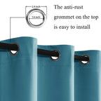 Jiuzhen Turquoise Blackout Curtains With Tiebacks Thermal Insulated, Light Blocking And Noise Reducing Grommet Curtains For Bedroom And Living Room, Set Of 2 Window Curtain Panels, 60 X 84 Inch Length