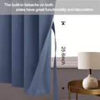 Jiuzhen Dusty Blue Blackout Curtains With Tiebacks Thermal Insulated, Light Blocking And Noise Reducing Grommet Curtains For Bedroom And Living Room, Set Of 2 Window Curtain Panels, 60 X 63 Inch Length