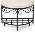 Mango Steam Half Moon Shoe Bench - Vanity Seat/Dressing Stool/Makeup Chair - White