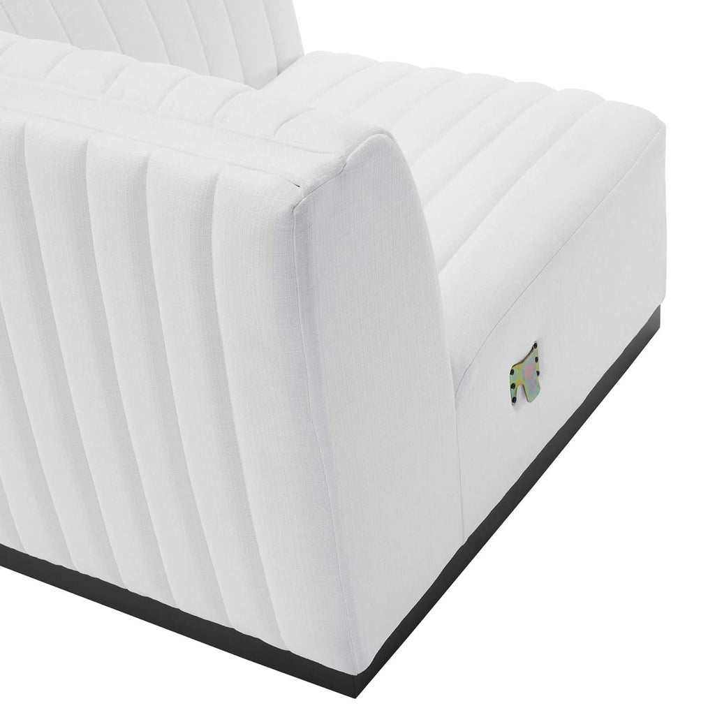 Modway Conjure Modern Channel Tufted Fabric Right Corner Chair In White