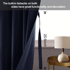 Jiuzhen Navy Blackout Curtains With Tiebacks - Thermal Insulated, Light Blocking And Noise Reducing Grommet Curtains For Bedroom And Living Room, Set Of 2 Window Curtain Panels, 70 X 63 Inch Length