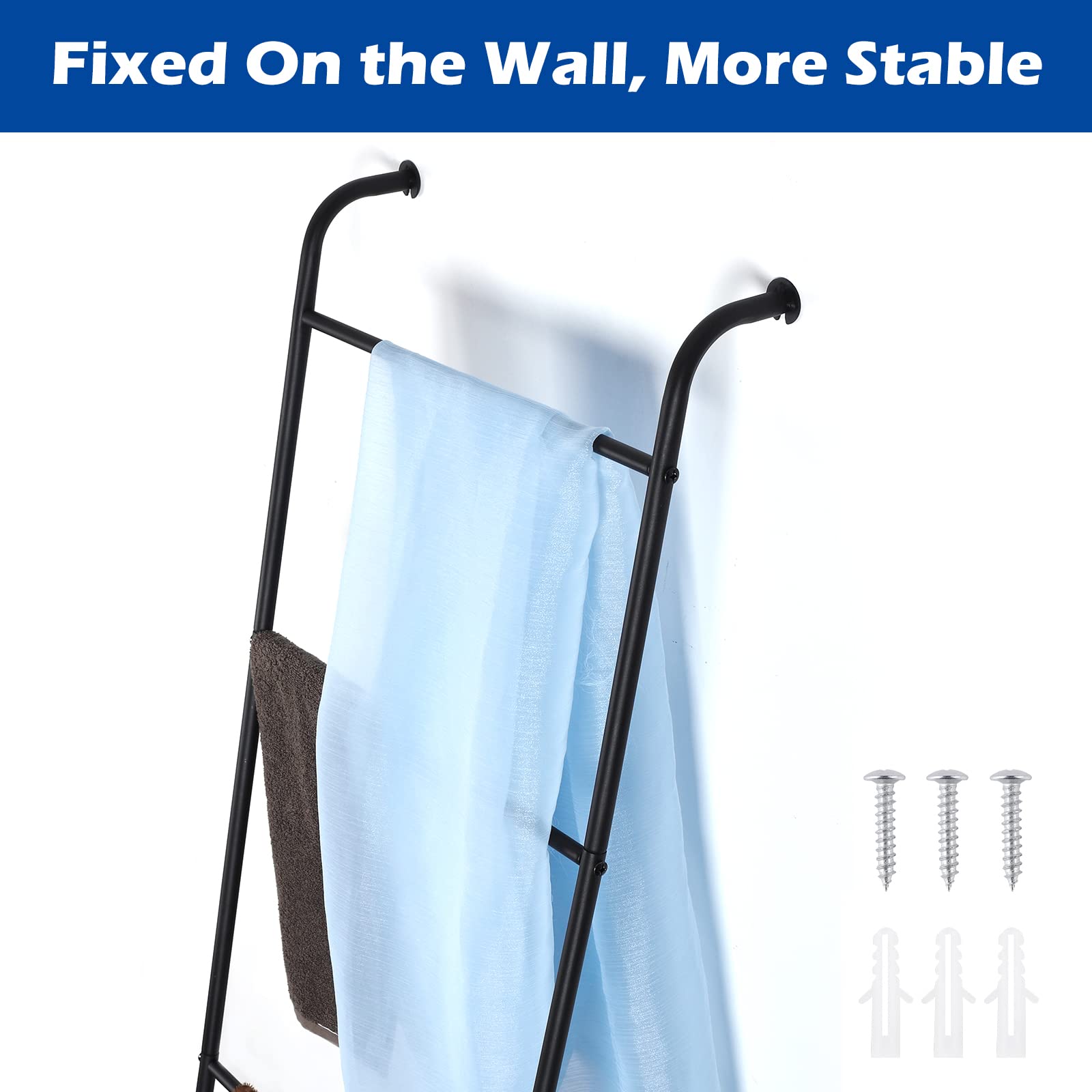 2 Pack Blanket Ladder Decorative Towel Rack Holder For Bathroom, Wall Leaning Metal Drying Quilt Stand For Living Room Bedroom F