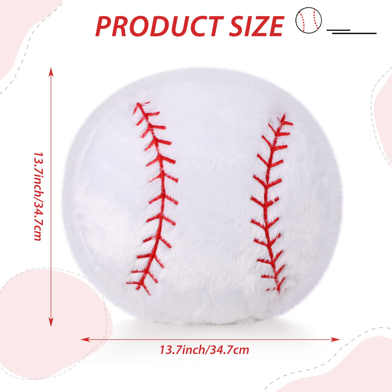 Jetec 2 Pcs Sports Pillow Fluffy Soft Throw Pillow Cute Shaped Sports Decor Round Plush Pillow Sport Theme Cushion Stuffed Pillo