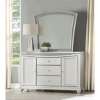 Acme Maverick 3-Drawer Wooden Server with 2 Doors in Platinum White