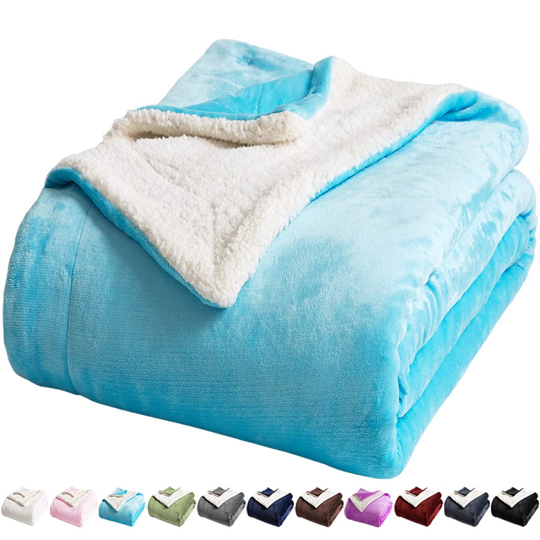 Lbro2M Sherpa Fleece Bed Blanket Fuzzy Plush Warm Super Soft Cozy Fluffy Microfiber Couch (Teal, Twin(65X90 Inches))