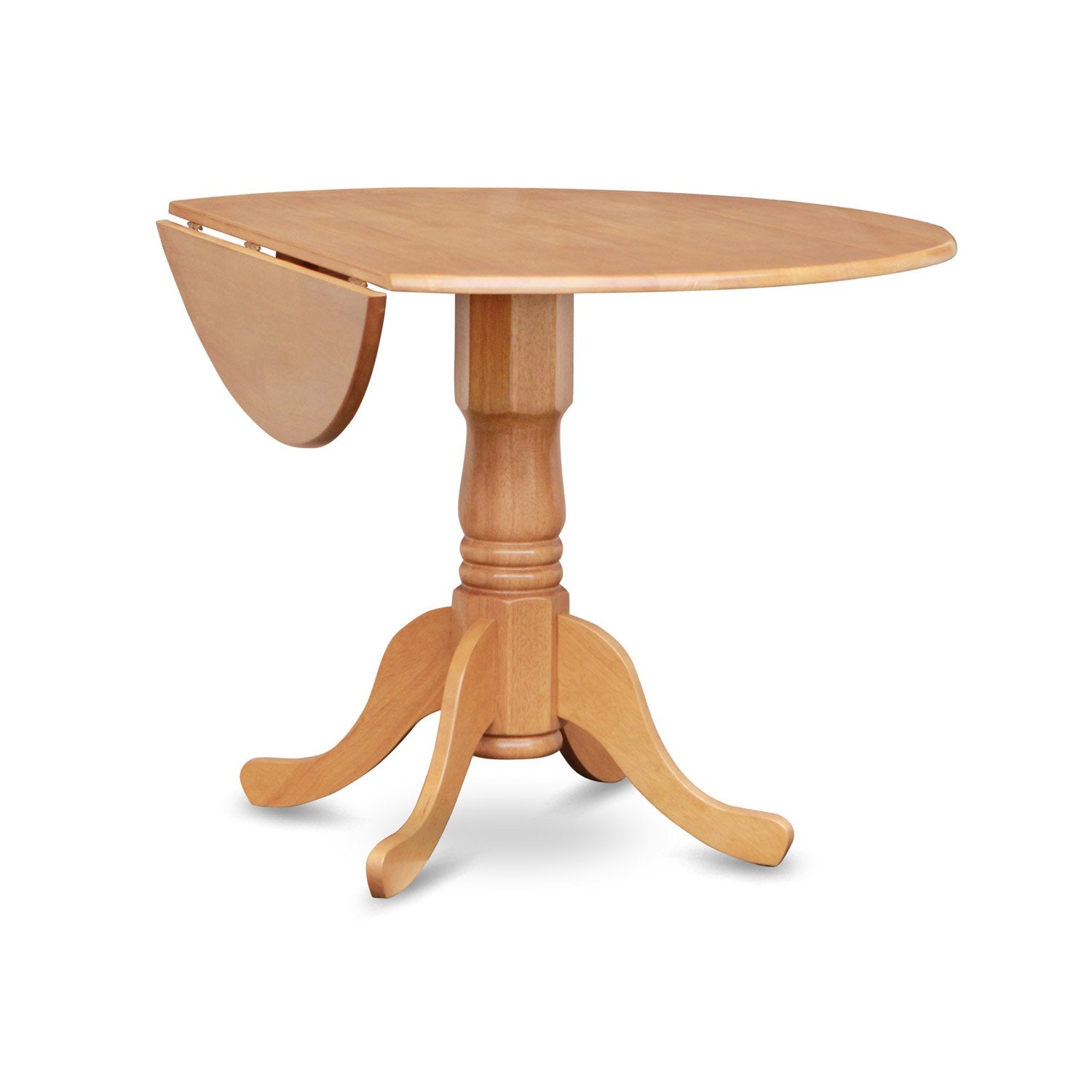 East West Furniture DLBO3-OAK-W 3 Piece Dining Set Contains a Round Dining Room Table with Dropleaf and 2 Wood Seat Chairs, 42x42 Inch, Oak