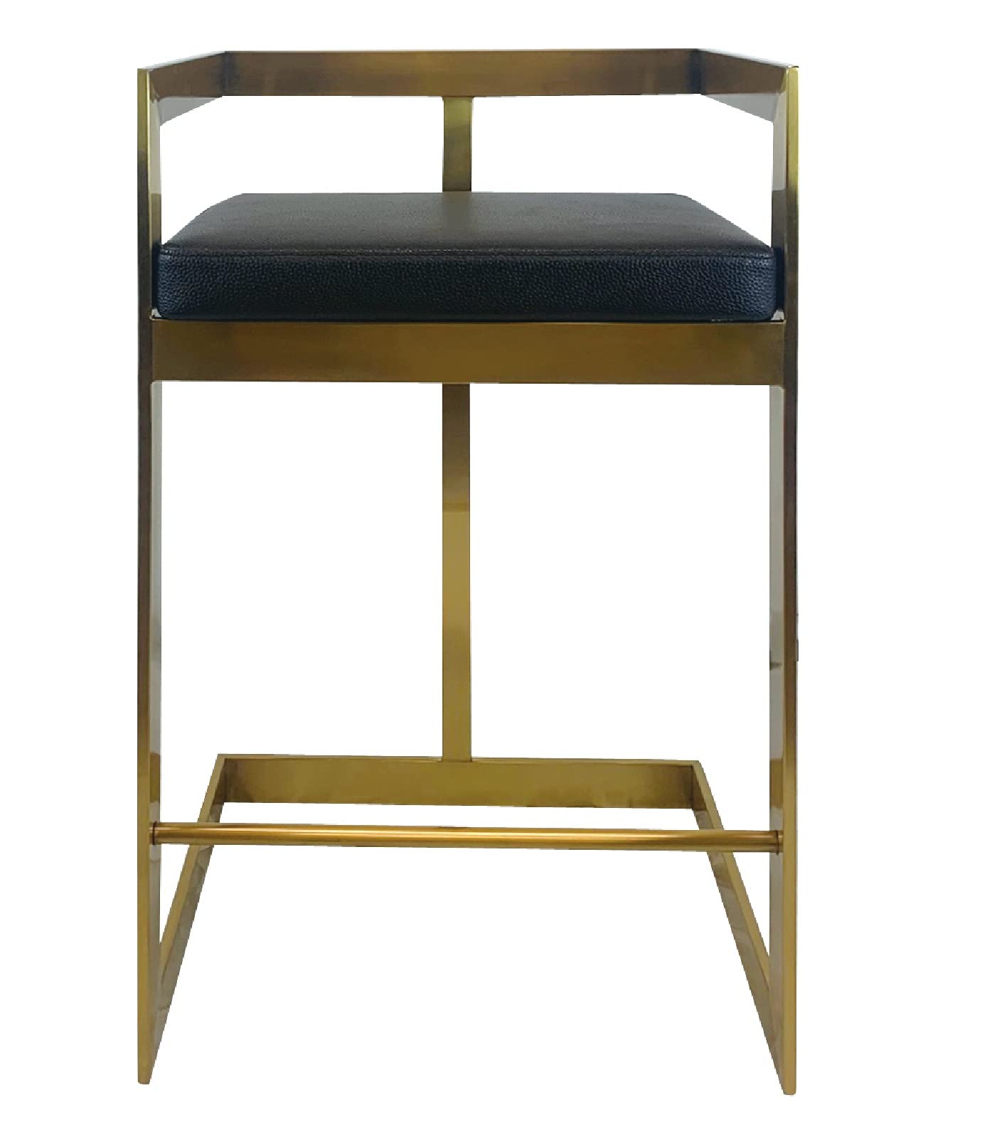 Neos Modern Furniture Bar Chair, 26", Black Cushion, Gold Base