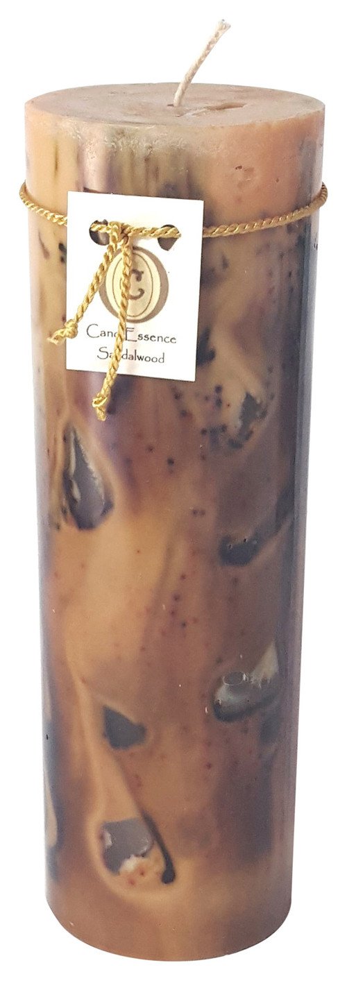 Handmade Scented Candle - Long Burning Pillar - Sandalwood Scent (Large)