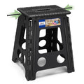 Acko Folding Step Stool Foldable 16 Inch Stools For Adults And Kids,Plastic Stools Tall 400 Lbs Capacity,Collapsible Stool For Kitchen, Stepping Foot Stool With Handle,Dot Black,1 Pc