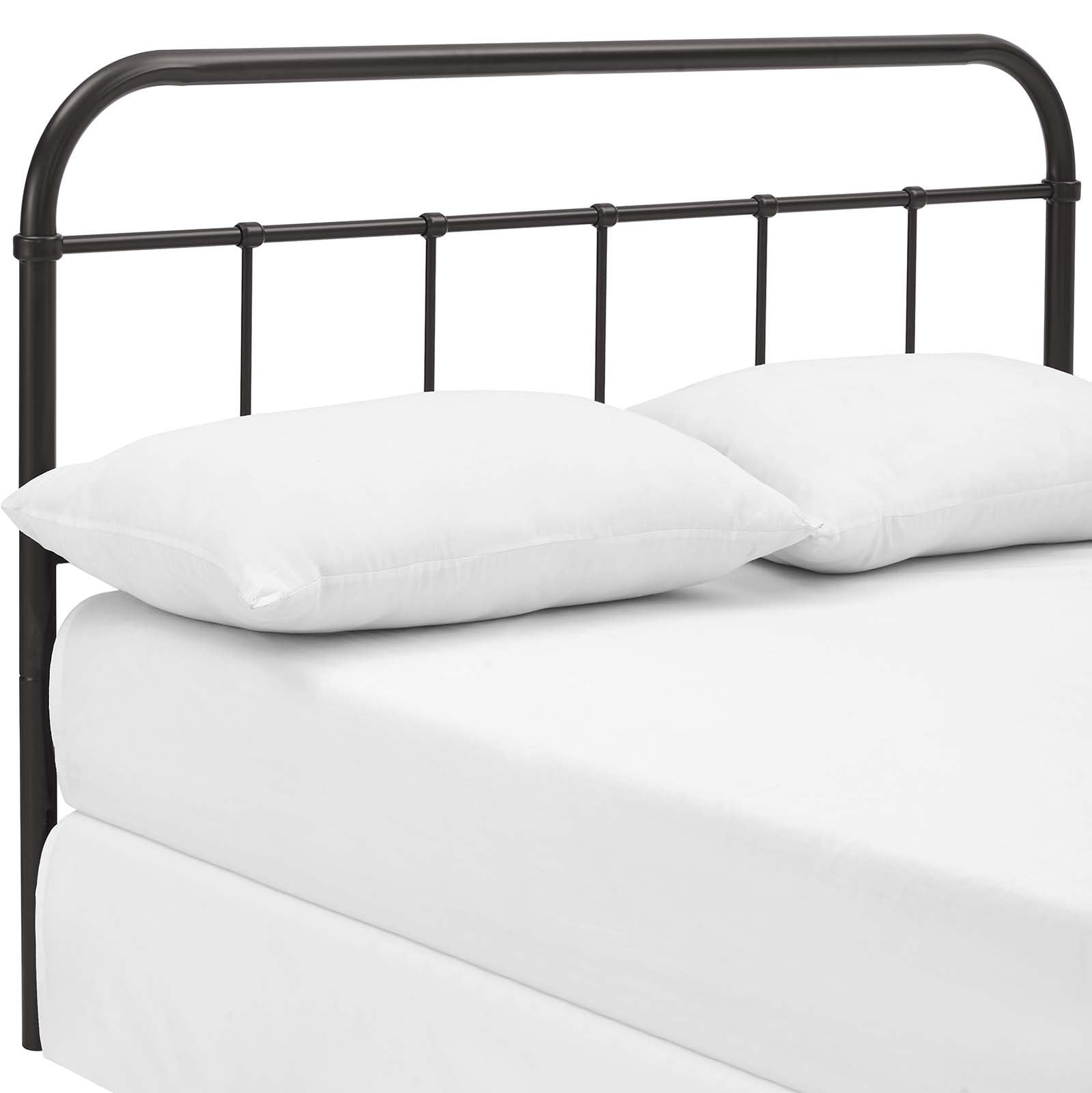 Modway Serena Rustic Farmhouse Style Steel Metal Queen Headboard Size in Brown,