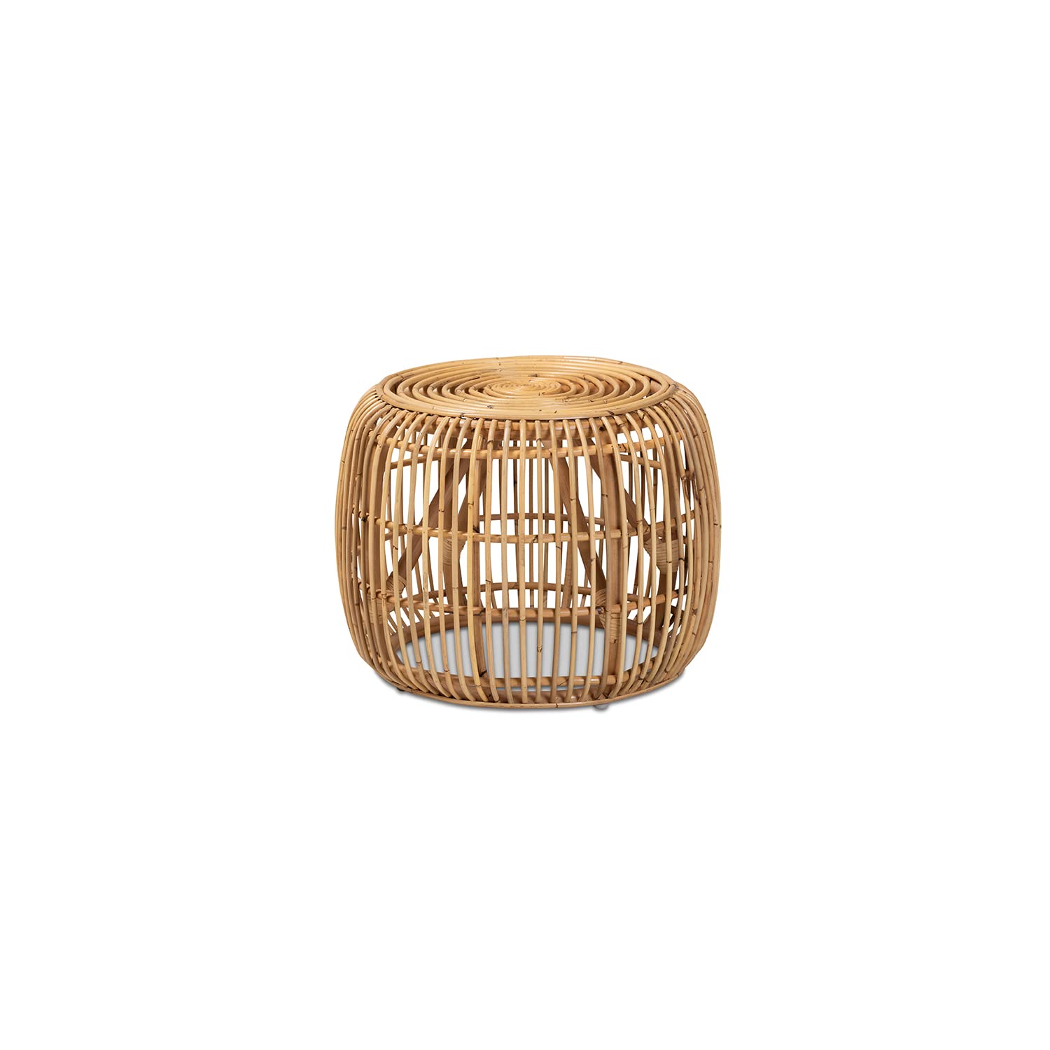 Baxton Studio Maverick Modern Bohemian Natural Brown Rattan End Table