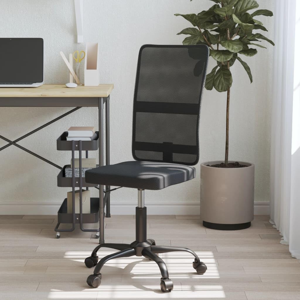 vidaXL Office Chair in Breathable Black Mesh Fabric with Adjustable Height and 360-Degree Swivel Design - Sturdy Metal and Plywood Frame