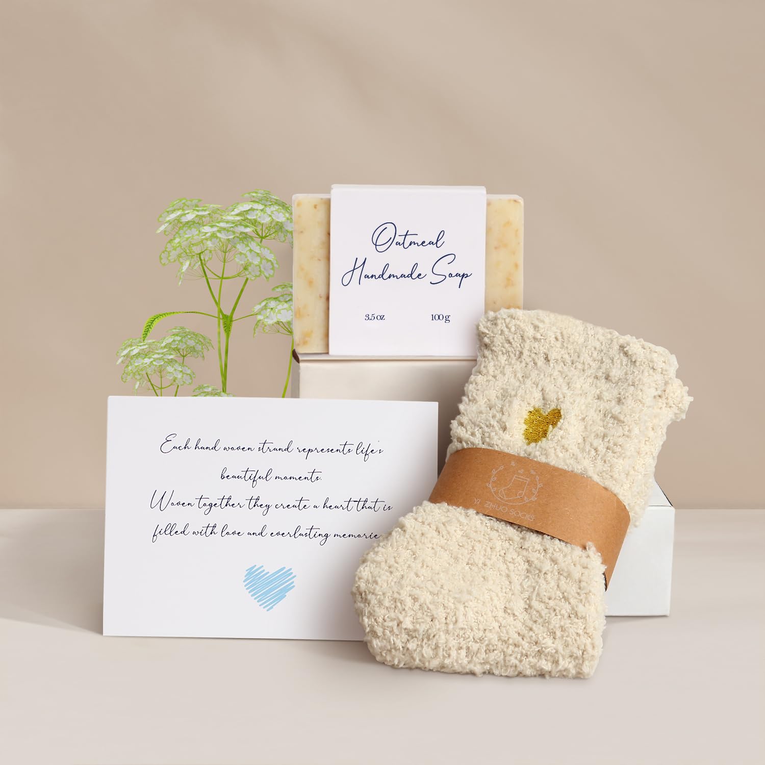 Frerdui Sympathy Gift Basket - Bereavement Care Package for Loss of Loved One - Ivory Pillow