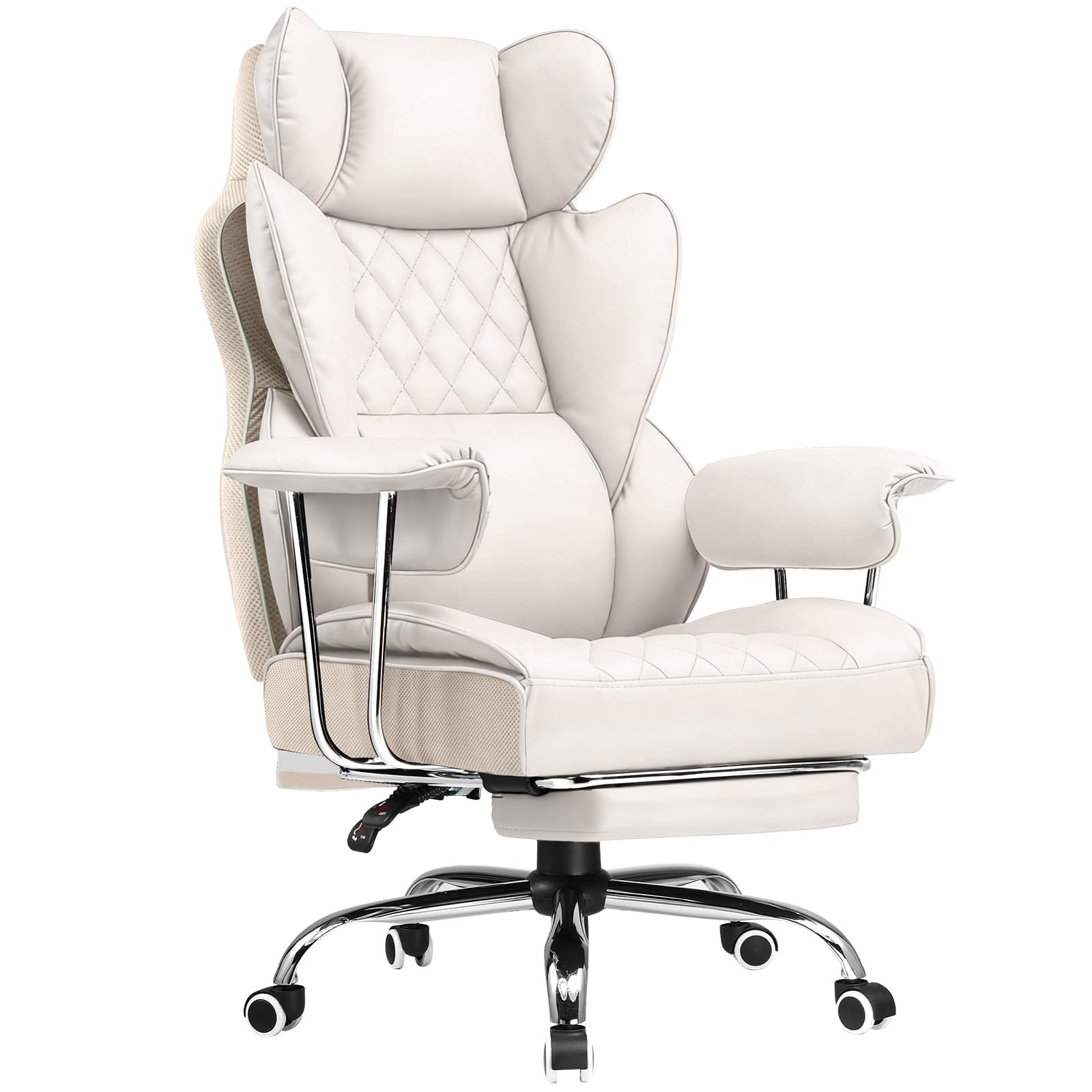 COMHOMA Big and Tall Office Chair, High Back Leather Gaming Chair with Footrest, Executive Ergonomic Office Chairs with Pocket S