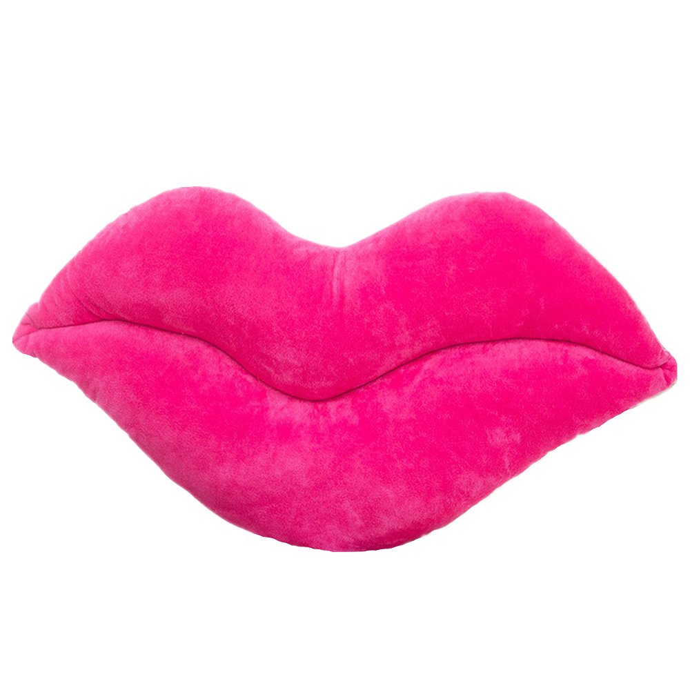 LEVINIS Hot Pink Lip Shape Throw Pillow, Soft Velvet Cushion 23.6'' x 13.6'' for Bed, Couch, Office