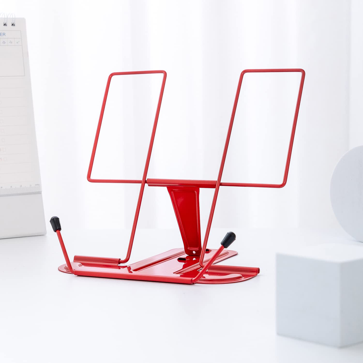 Msdada Metal Book Stand For Desk, Adjustable Reading Rest Book Holder, Portable Cookbook Documents Holder, Sturdy Typing Stand F