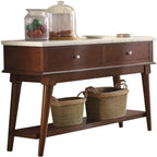 ACME Gasha 2-Drawer Wooden Server with Bottom Shelf in White and Walnut