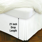 Space Maker Extra-Long 21'' Drop Length Bed Skirt, Queen, White