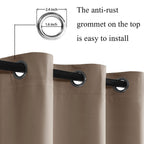 Jiuzhen Taupe Blackout Curtains With Tiebacks - Thermal Insulated, Light Blocking And Noise Reducing Grommet Curtains For Bedroom And Living Room, Set Of 2 Window Curtain Panels, 70 X 84 Inch Length
