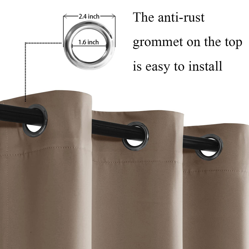 Jiuzhen Taupe Blackout Curtains With Tiebacks - Thermal Insulated, Light Blocking And Noise Reducing Grommet Curtains For Bedroom And Living Room, Set Of 2 Window Curtain Panels, 42 X 84 Inch Length
